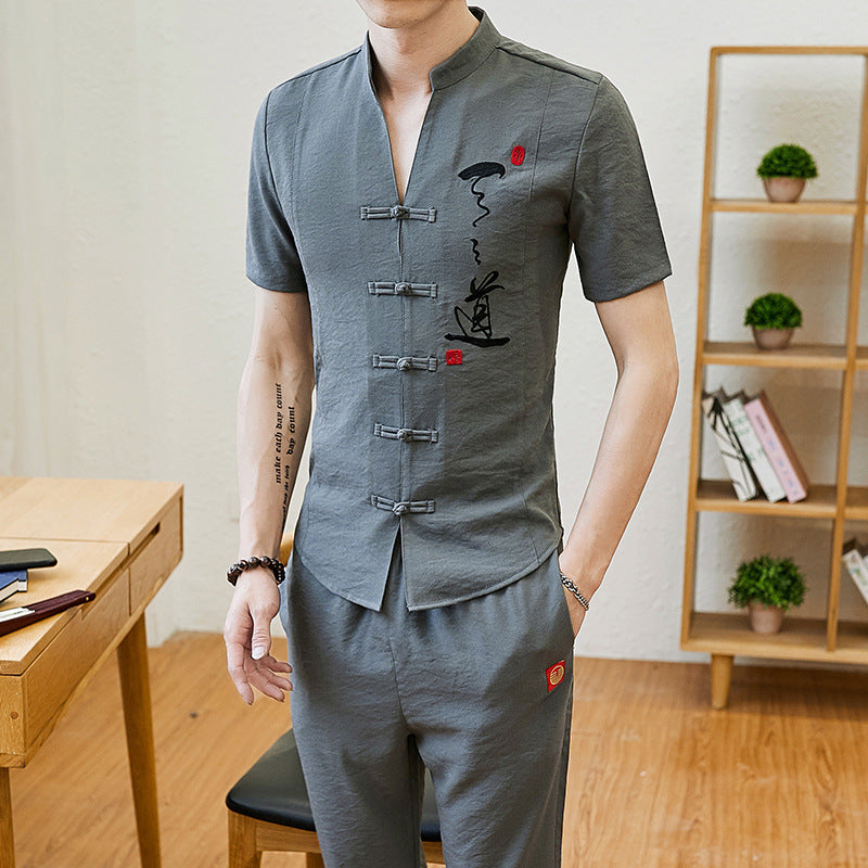 Men's Embroidered Shirt and Pants Set - Eve's High Fashion LLC