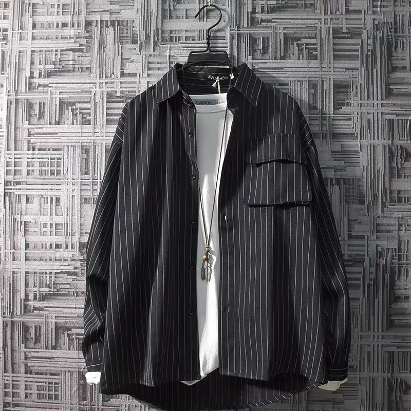 Men's Striped Long-Sleeved Shirt - Eve's High Fashion LLC