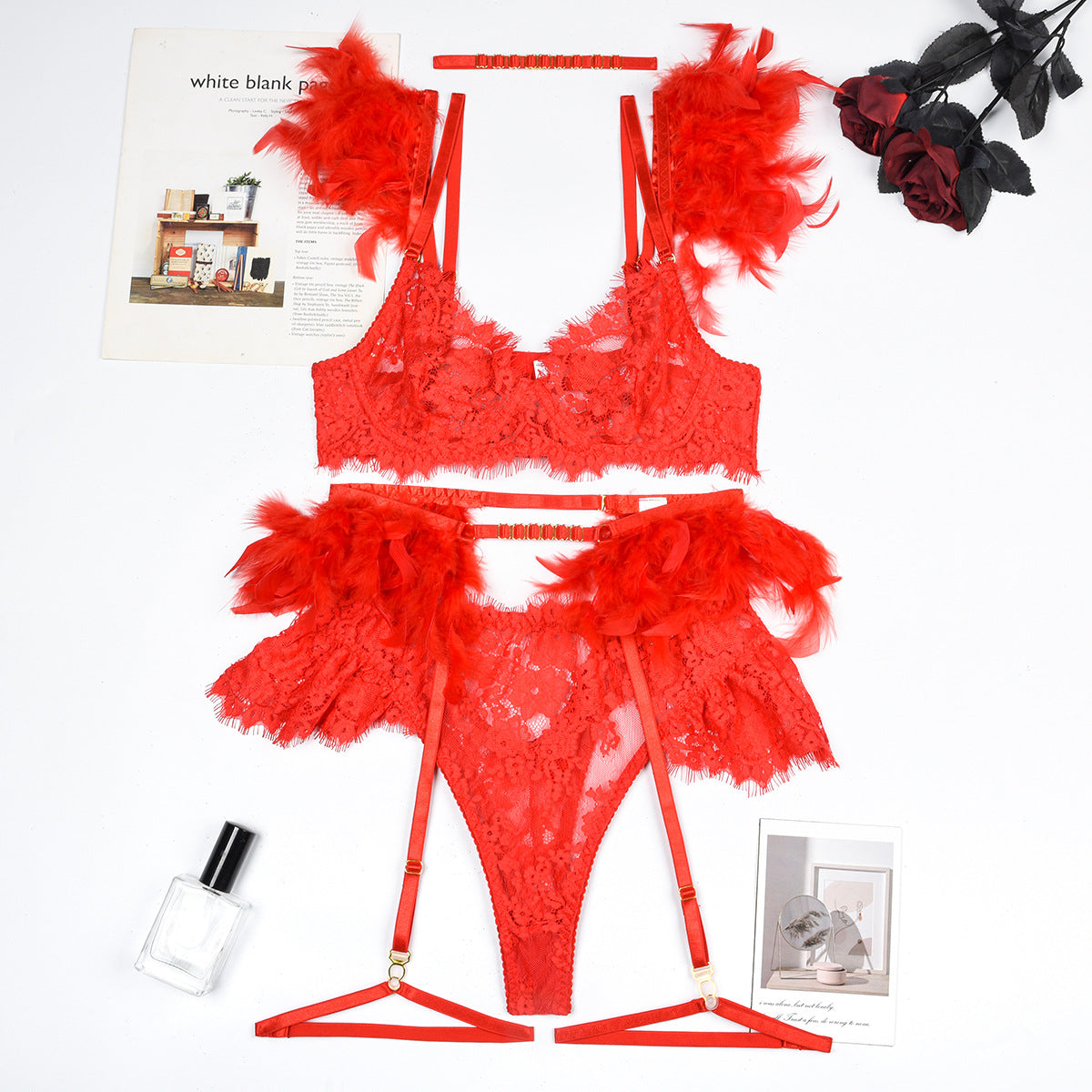 Sexy Feather Lace Lingerie - Eve's High Fashion LLC