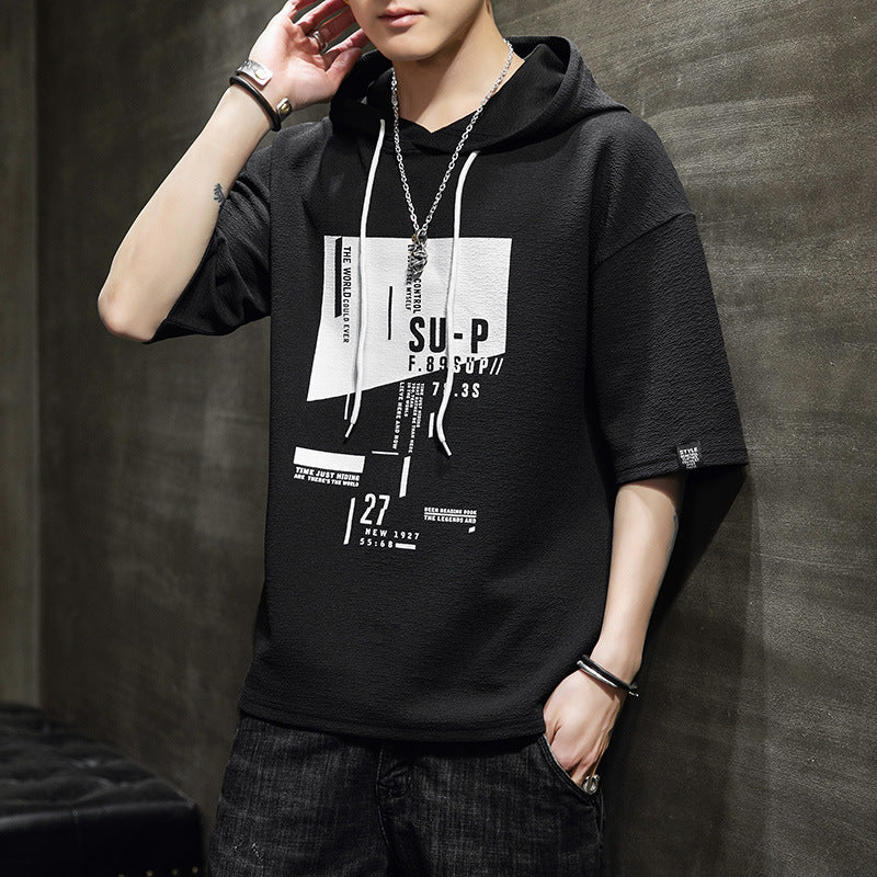 Casual Hooded Crew Neck Half-Sleeved Sweater - Eve's High Fashion LLC