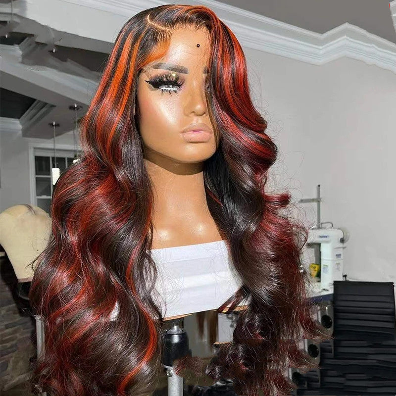 Lace Frontal Red Highlight Wig - Eve's High Fashion LLC