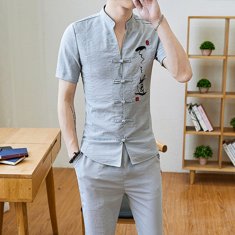 Men's Embroidered Shirt and Pants Set - Eve's High Fashion LLC