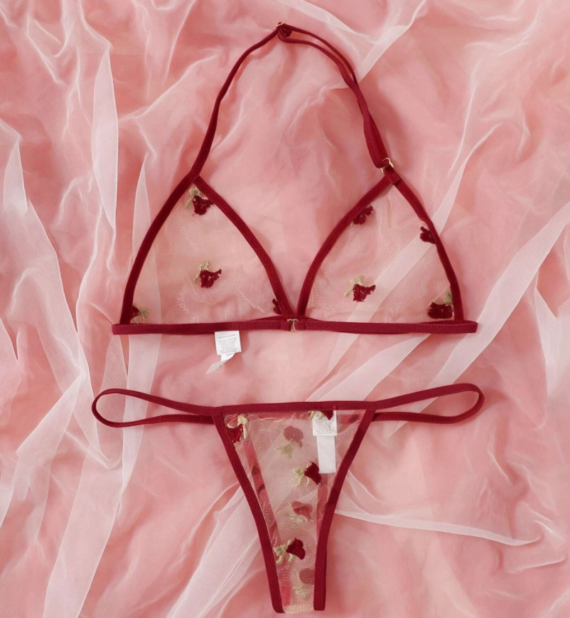 Sexy Bra and Thong Cherry Set - Eve's High Fashion LLC