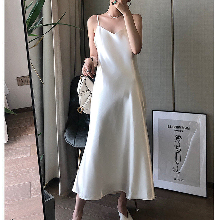 Solid Color Long Suspender Dress - Eve's High Fashion LLC