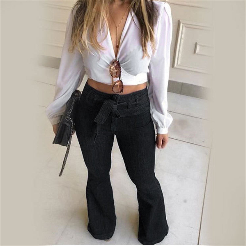 Micro Elastic Lace-Up Jeans - Eve's High Fashion LLC