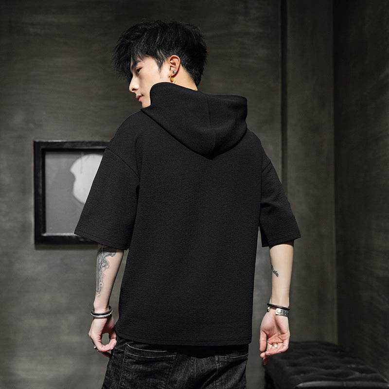 Casual Hooded Crew Neck Half-Sleeved Sweater - Eve's High Fashion LLC
