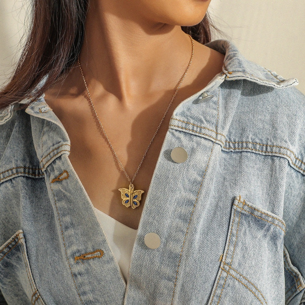 Diamond Photo Box Butterfly Necklace - Eve's High Fashion LLC