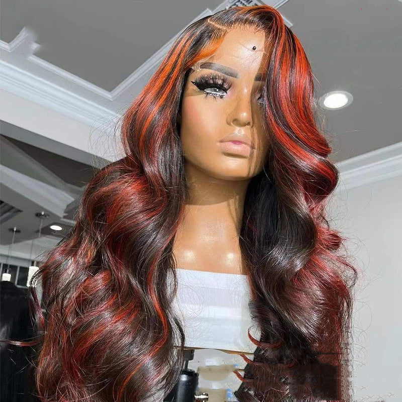 Lace Frontal Red Highlight Wig - Eve's High Fashion LLC