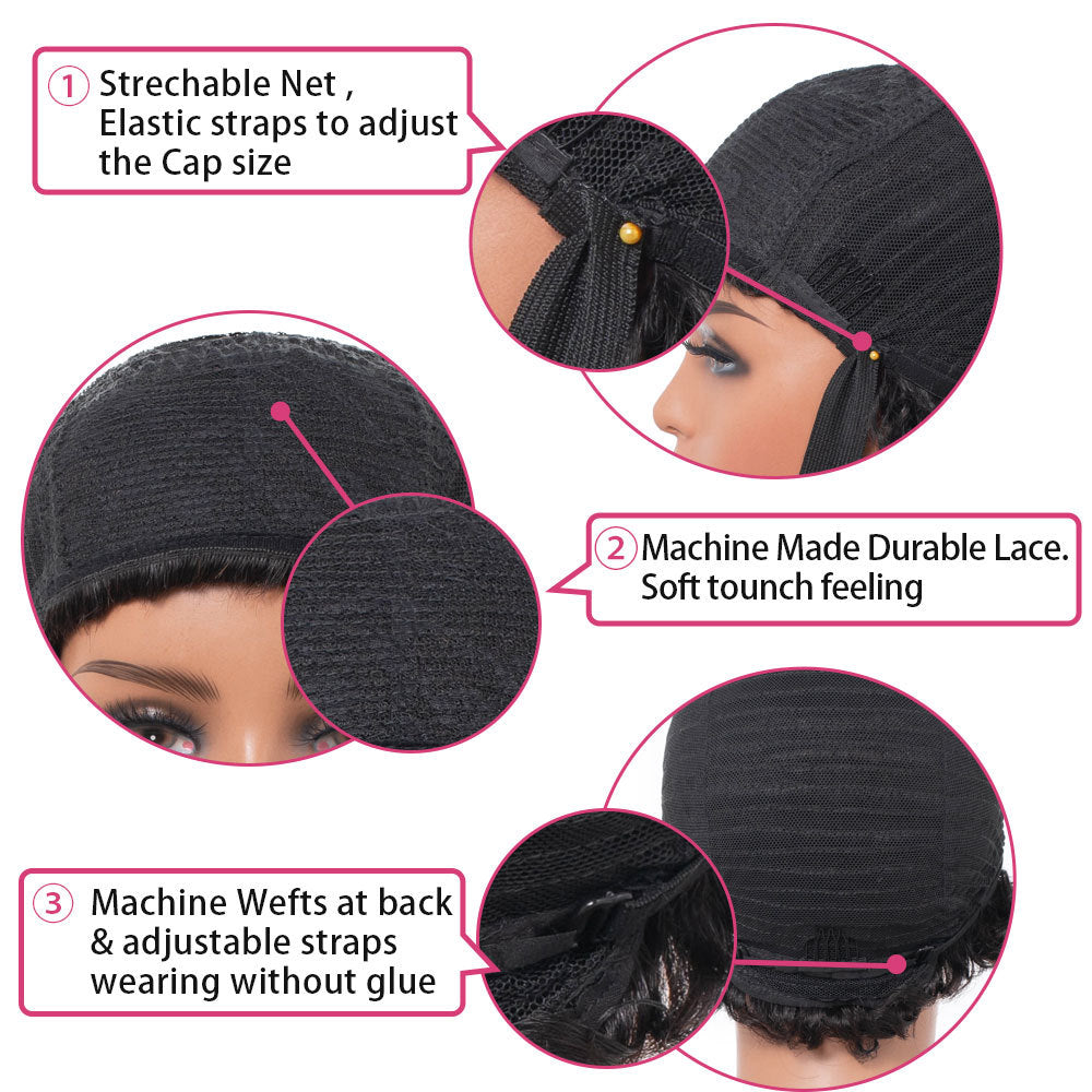 Kinky Curl Human Hair Wig With Bangs - Eve's High Fashion LLC