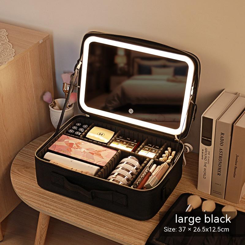 With Mirror And LED Light Cosmetic Bag Skin Care Storage Box - Eve's High Fashion LLC