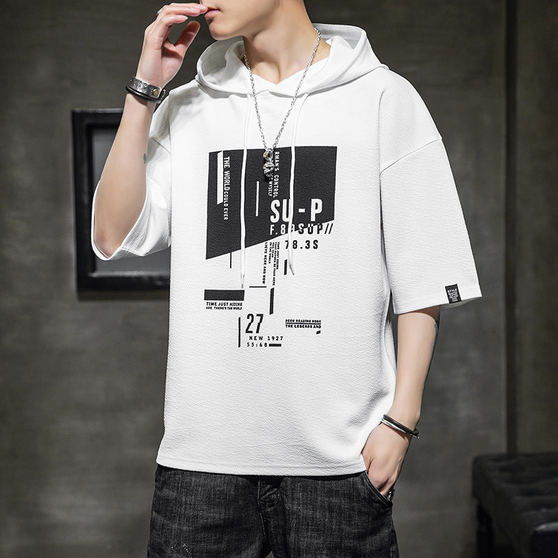 Casual Hooded Crew Neck Half-Sleeved Sweater - Eve's High Fashion LLC
