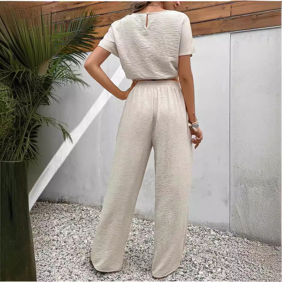 2Pcs Solid Color Top and Pants Set - Eve's High Fashion LLC