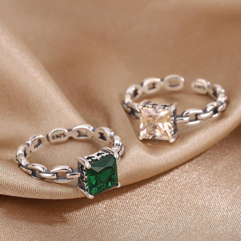 Sterling Silver Personalized Cold Style Twisted Opening Gem Ring - Eve's High Fashion LLC