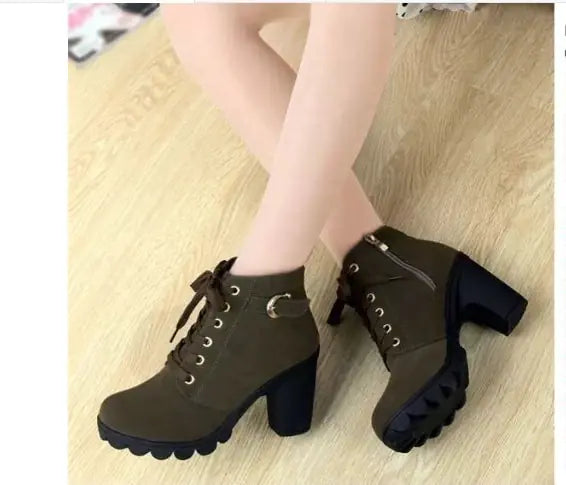 Autumn Winter Thick Heeled Boots - Eve's High Fashion LLC