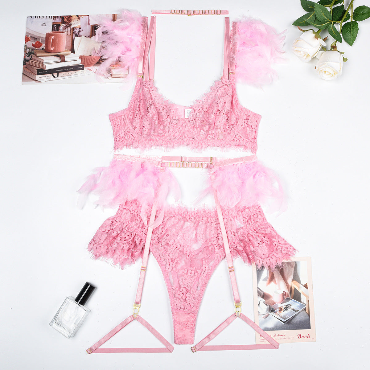 Sexy Feather Lace Lingerie - Eve's High Fashion LLC