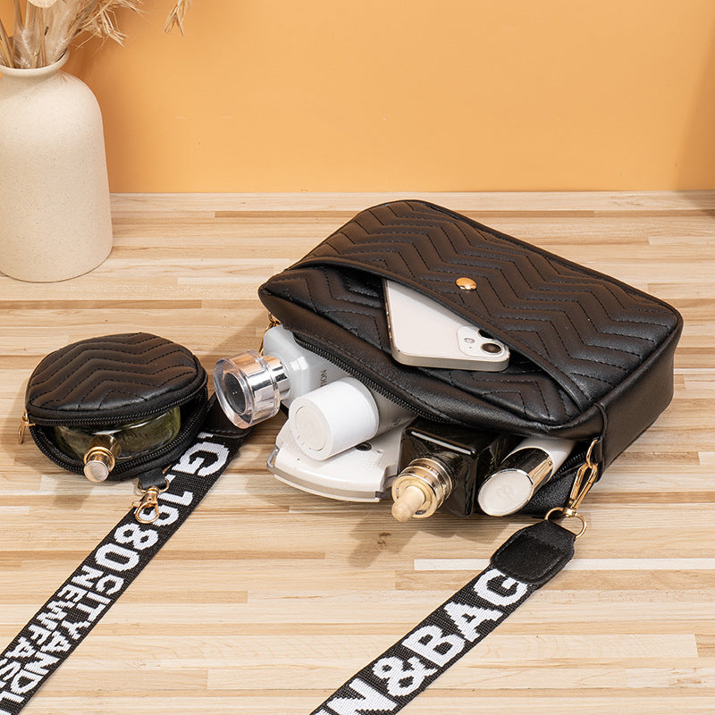 Wave Pattern Ribbon Cross Body Camera Bag - Eve's High Fashion LLC