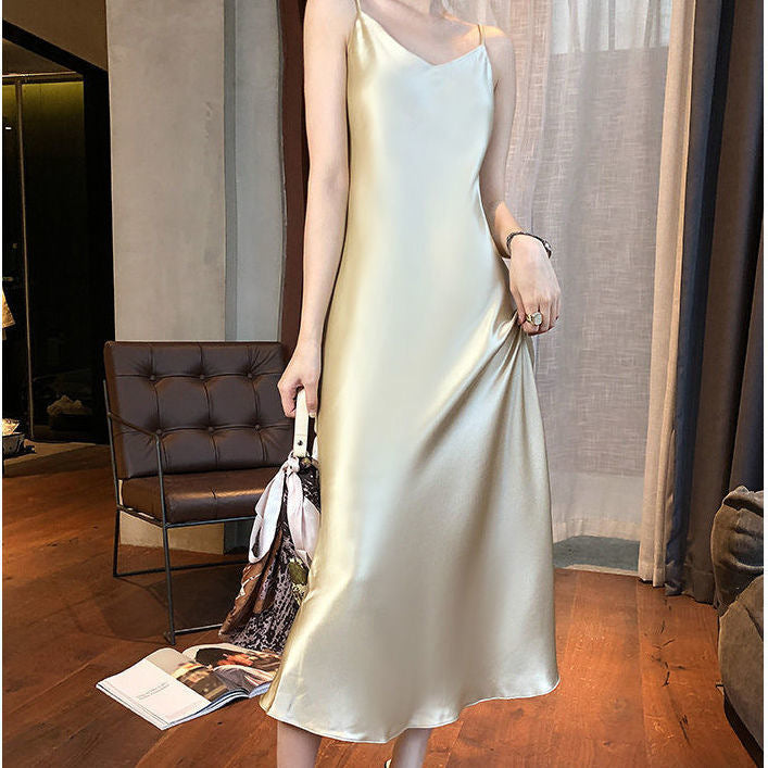 Solid Color Long Suspender Dress - Eve's High Fashion LLC