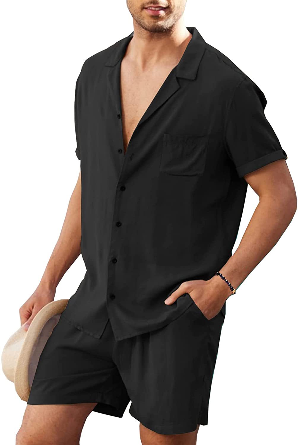 Men's Button Up Shirt and Shorts Set - Eve's High Fashion LLC
