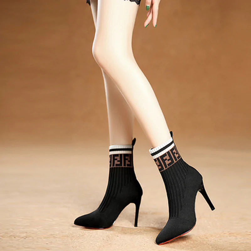 Ankle High Sock Heels - Eve's High Fashion LLC
