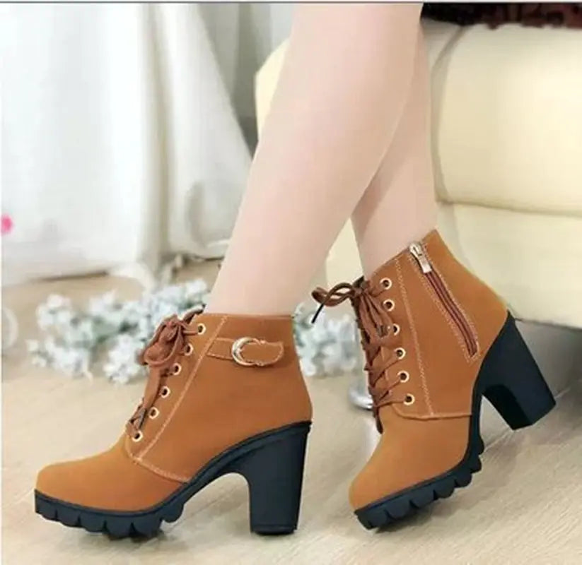 Autumn Winter Thick Heeled Boots - Eve's High Fashion LLC