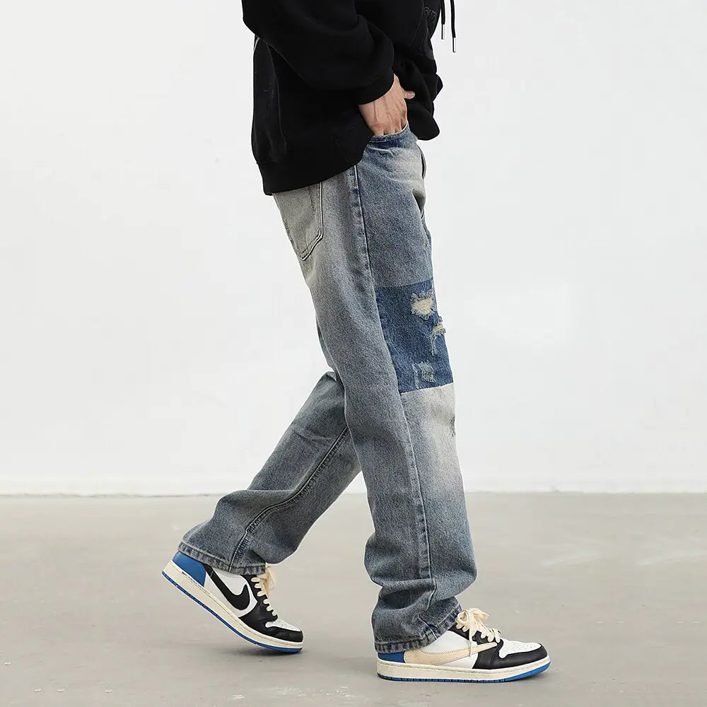 Men's Ripped Retro Loose Jeans - Eve's High Fashion LLC