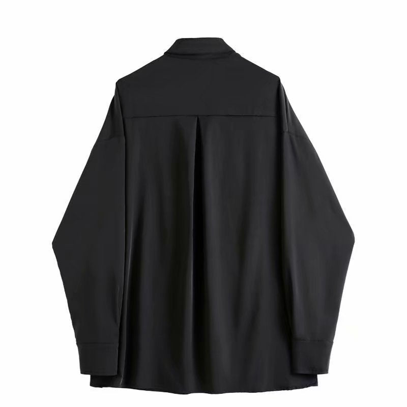Retro Slant Placket Long-Sleeved Shirt - Eve's High Fashion LLC
