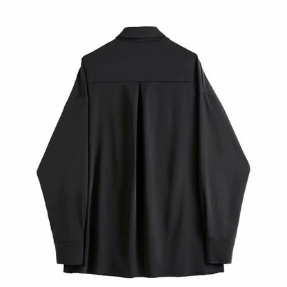 Retro Slant Placket Long-Sleeved Shirt - Eve's High Fashion LLC