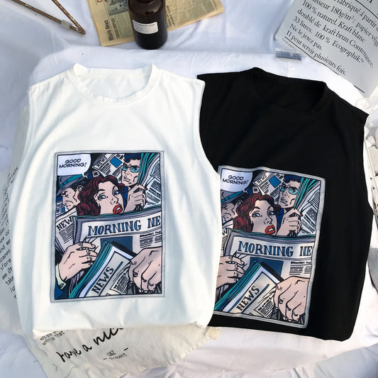 Loose Harajuku Style Sleeveless T-Shirt - Eve's High Fashion LLC
