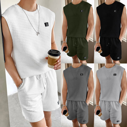 Men's Solid Color Sleeveless 2Pcs Set - Eve's High Fashion LLC