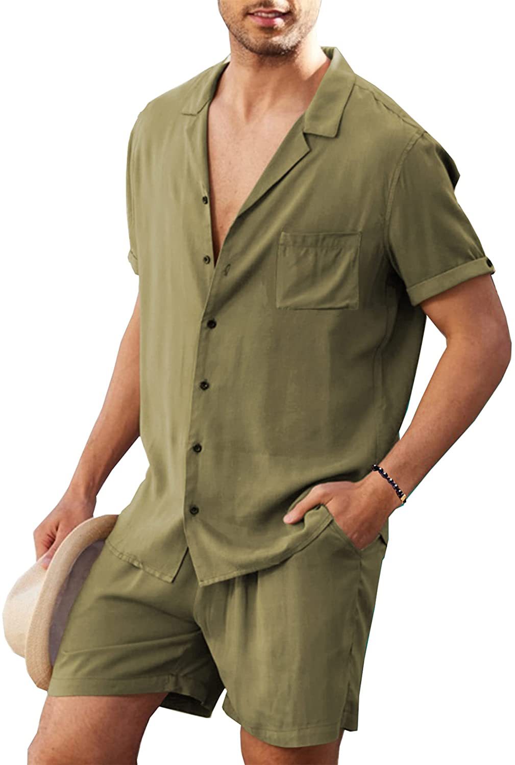 Men's Button Up Shirt and Shorts Set - Eve's High Fashion LLC