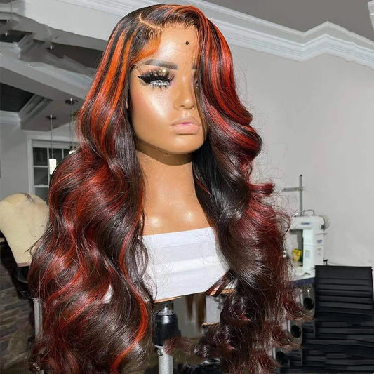 Lace Frontal Red Highlight Wig - Eve's High Fashion LLC