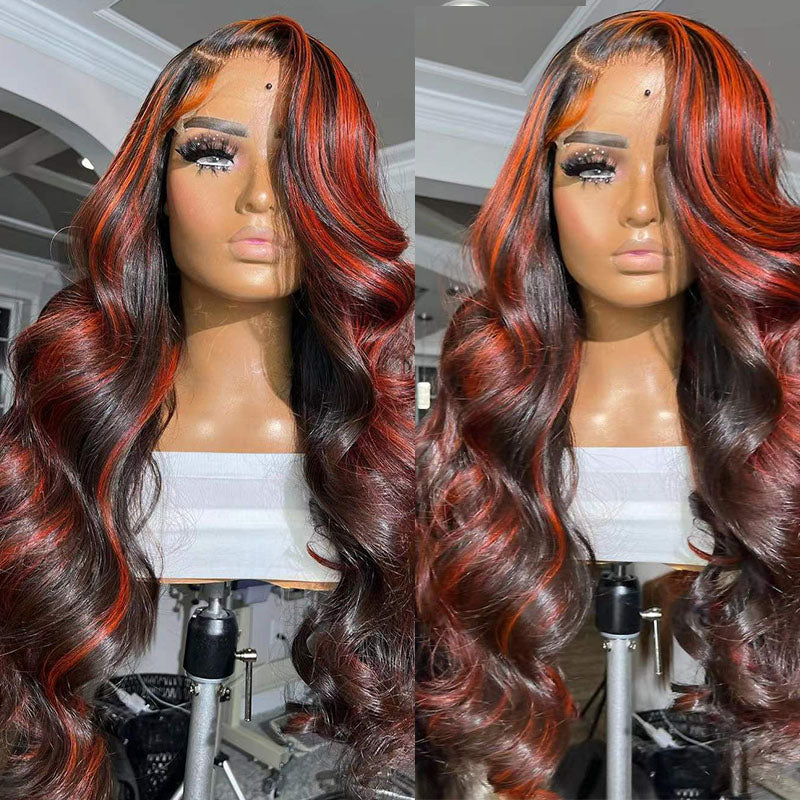 Lace Frontal Red Highlight Wig - Eve's High Fashion LLC