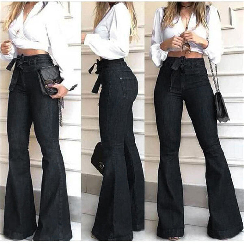 Micro Elastic Lace-Up Jeans - Eve's High Fashion LLC