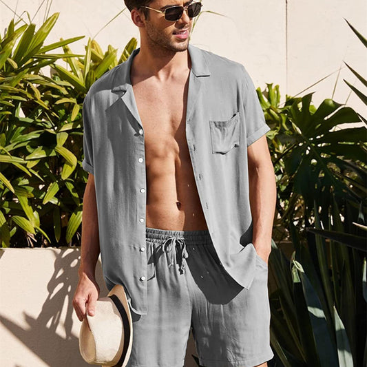 Men's Button Up Shirt and Shorts Set - Eve's High Fashion LLC
