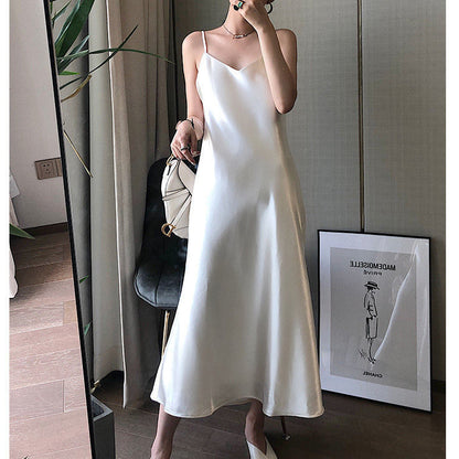 Solid Color Long Suspender Dress - Eve's High Fashion LLC