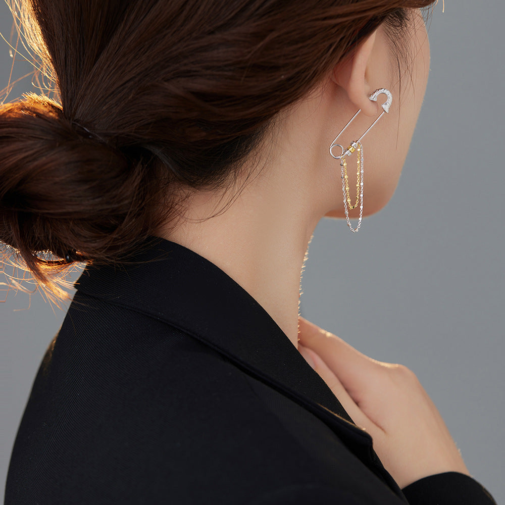 S925 Sterling Silver Tang Grass Pattern Pin Earrings - Eve's High Fashion LLC