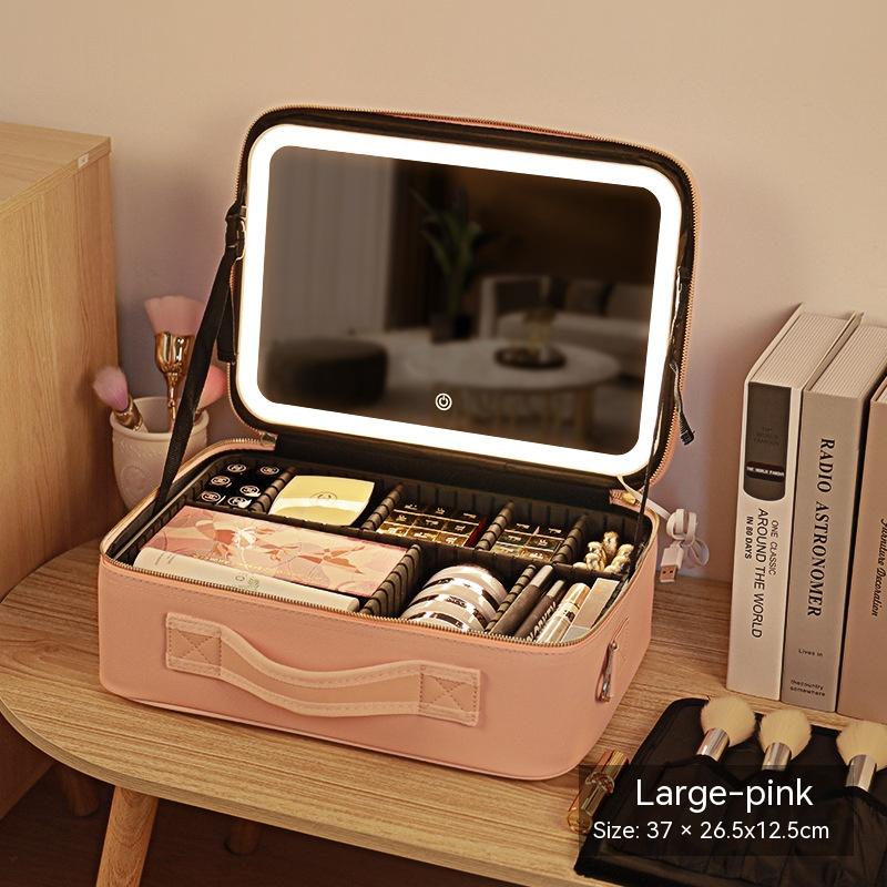 With Mirror And LED Light Cosmetic Bag Skin Care Storage Box - Eve's High Fashion LLC