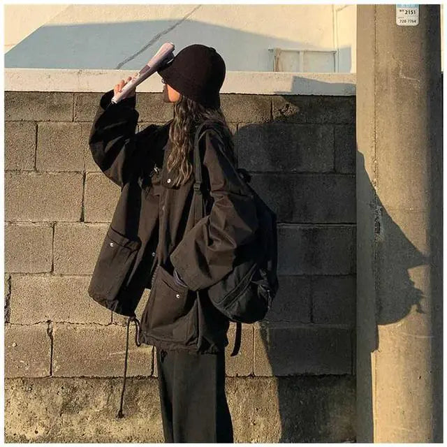 Oversized Cargo Jacket With Utility Pocket - Eve's High Fashion LLC