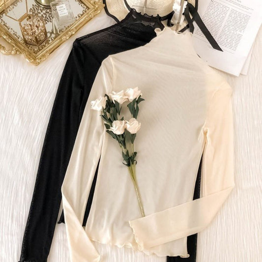Middle Neck Slim Simple Yarn Top - Eve's High Fashion LLC