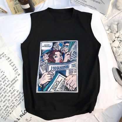 Loose Harajuku Style Sleeveless T-Shirt - Eve's High Fashion LLC