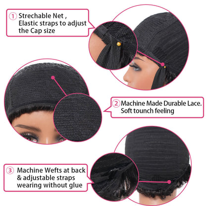Kinky Curl Human Hair Wig With Bangs - Eve's High Fashion LLC