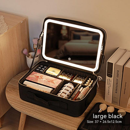 With Mirror And LED Light Cosmetic Bag Skin Care Storage Box - Eve's High Fashion LLC
