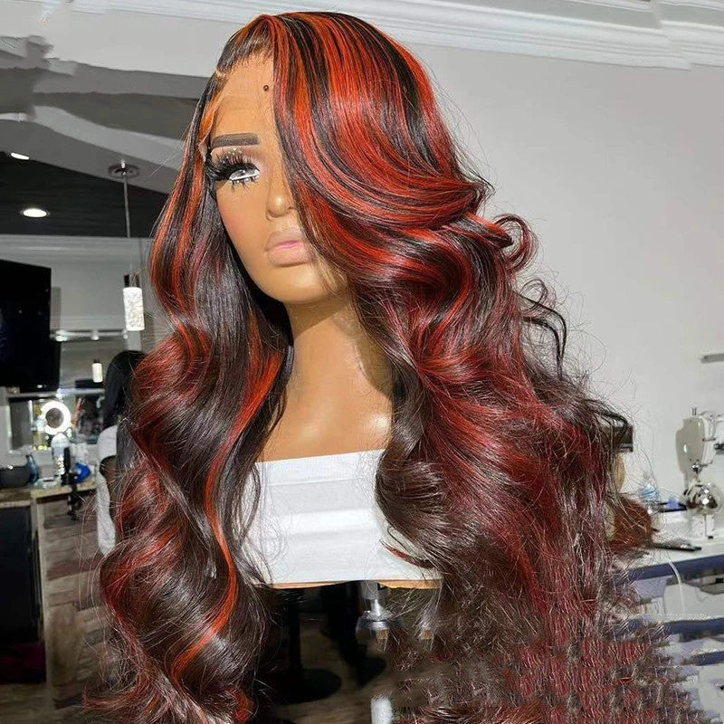 Lace Frontal Red Highlight Wig - Eve's High Fashion LLC