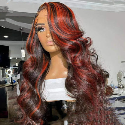 Lace Frontal Red Highlight Wig - Eve's High Fashion LLC