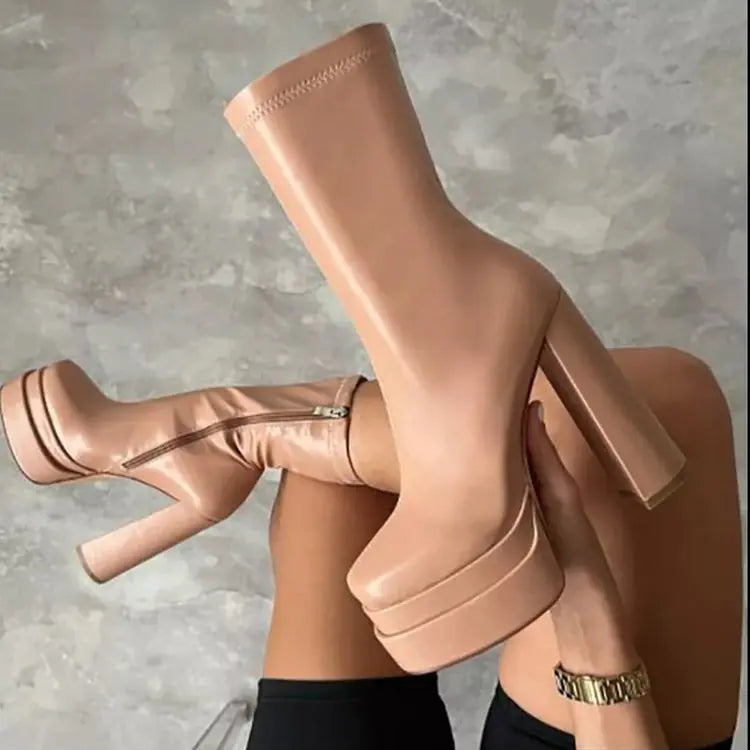 Daphne Platform Boots - Eve's High Fashion LLC