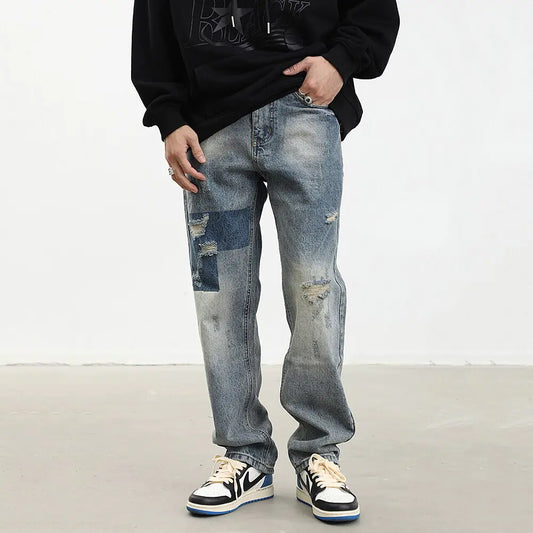 Men's Ripped Retro Loose Jeans - Eve's High Fashion LLC