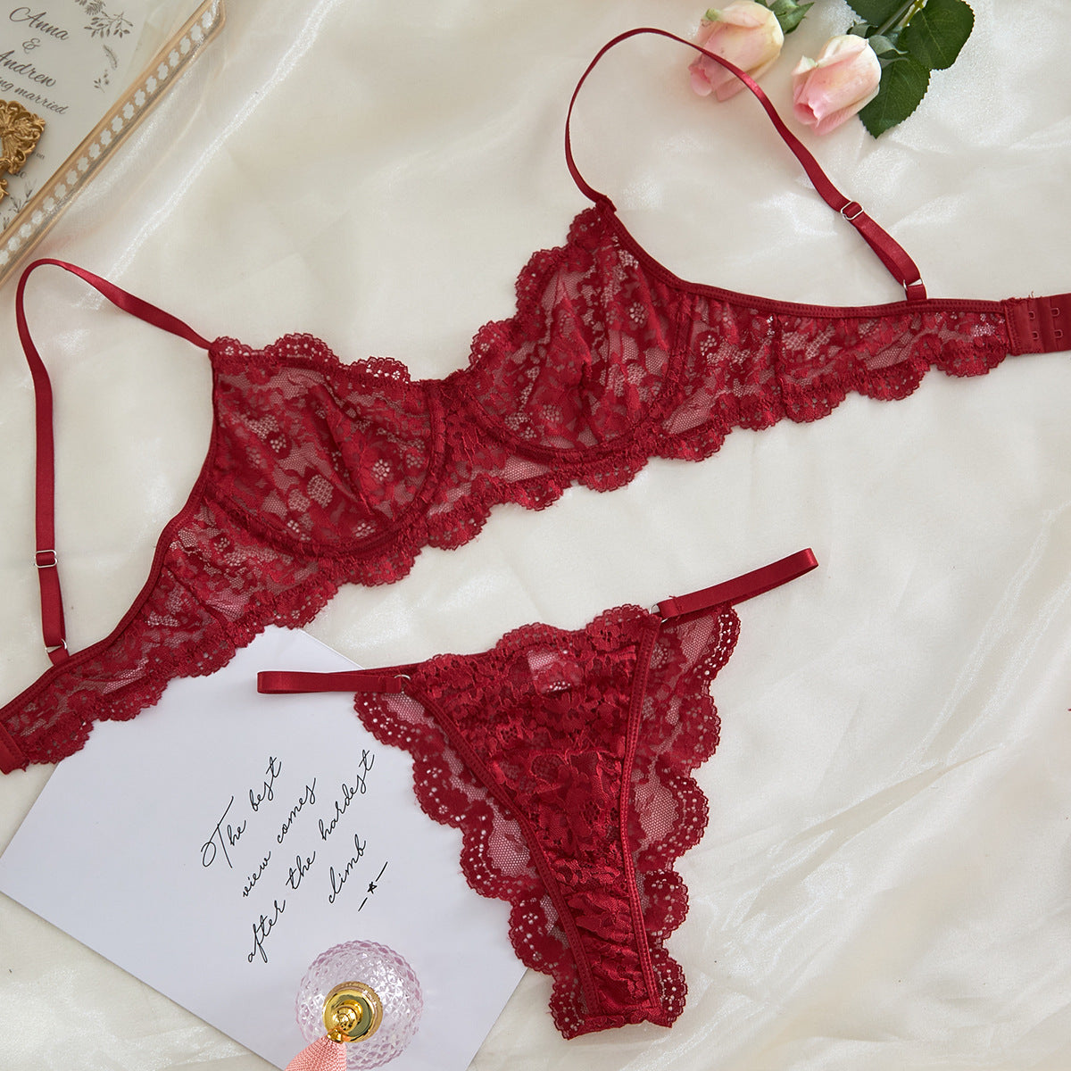 Strap Lace See-Through Undergarment Set - Eve's High Fashion LLC