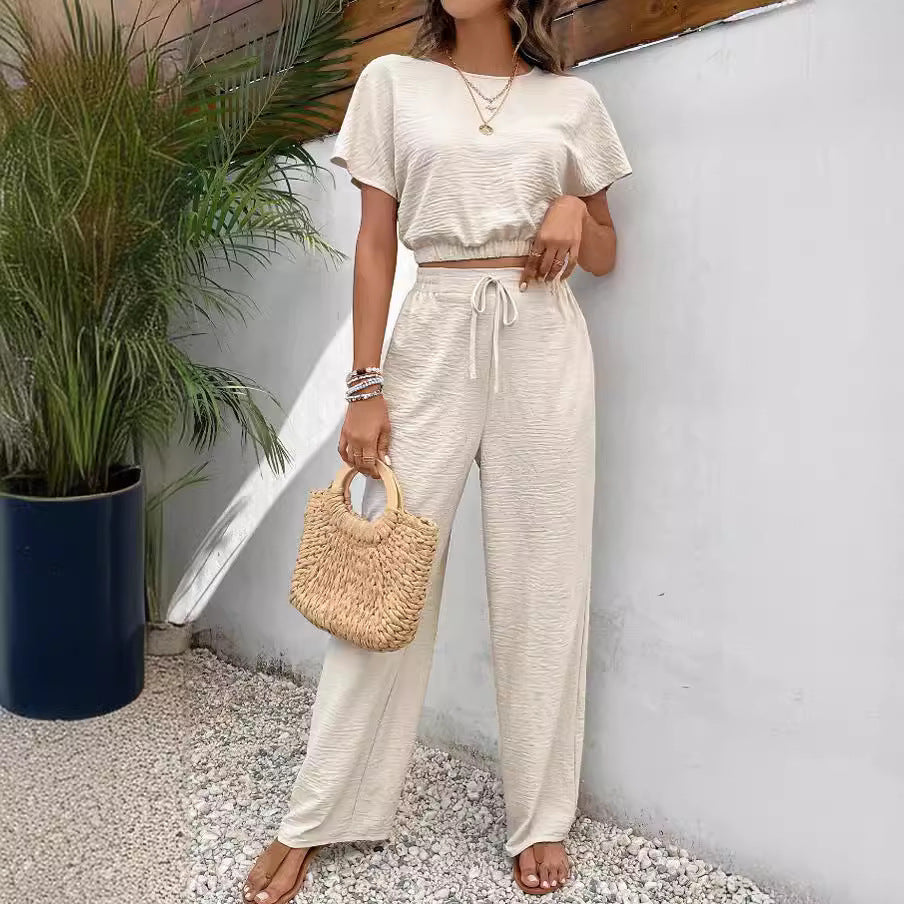 2Pcs Solid Color Top and Pants Set - Eve's High Fashion LLC