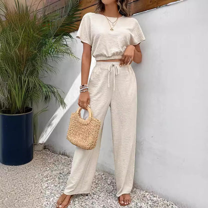 2Pcs Solid Color Top and Pants Set - Eve's High Fashion LLC
