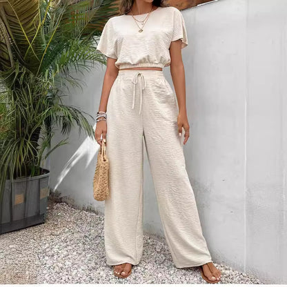 2Pcs Solid Color Top and Pants Set - Eve's High Fashion LLC